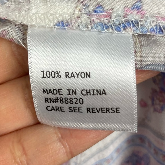 Adrienne Vittadini Multicolor Paisley Floral 3/4 Sleeve Boho Blouse - Picture 6 of 7